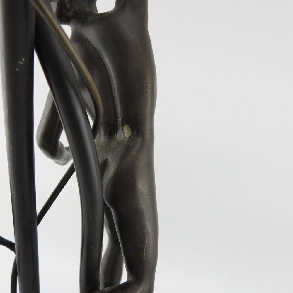 Bronze Figural Mercury Statue Lamp 23" T Floral Medical Staff - Picture 9 of 16